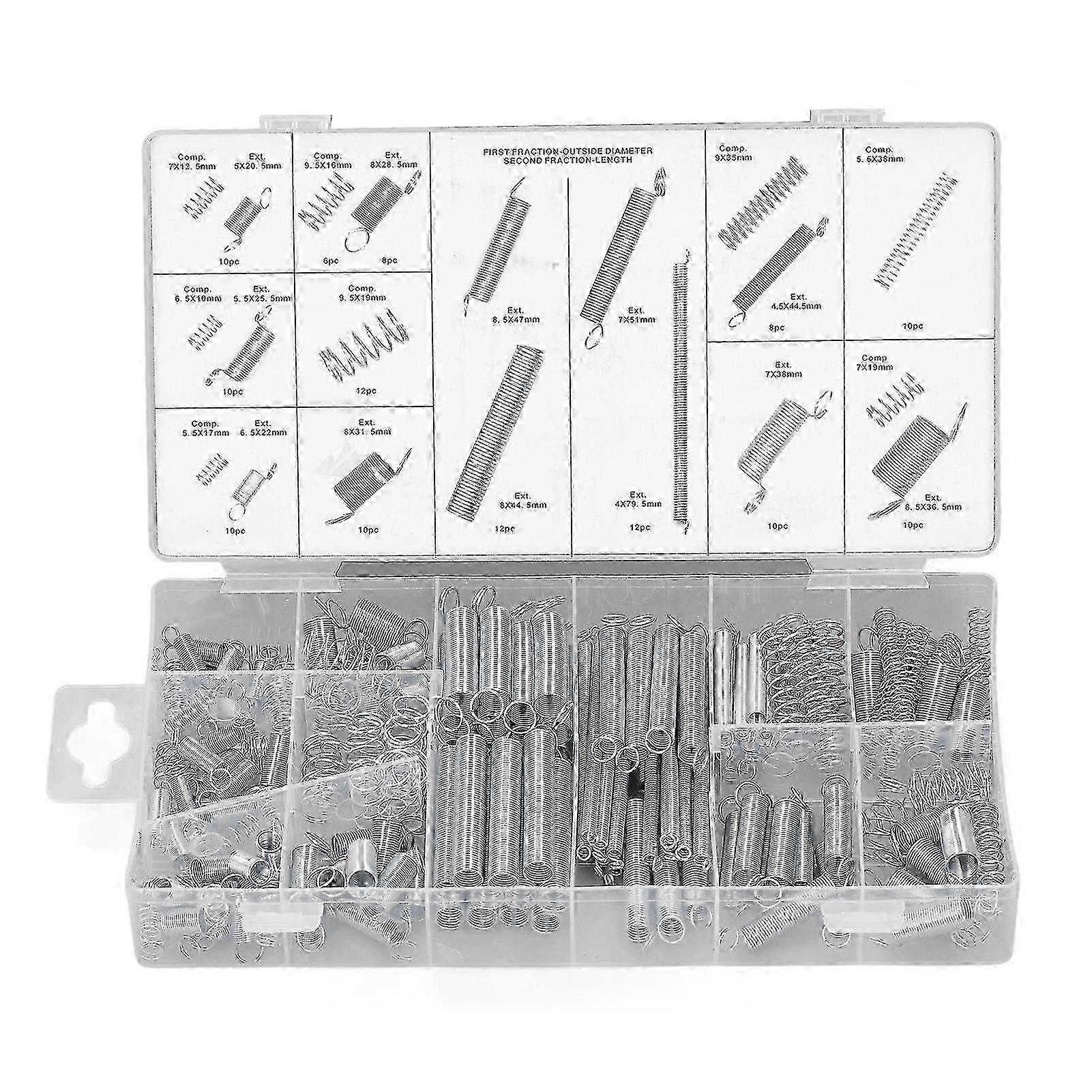 200Pcs Spring Extension Compression Assortment Accessory Set Kit for Maintenance DIY