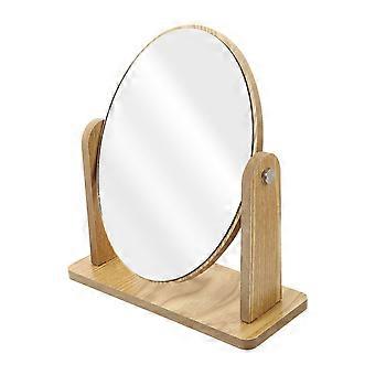 Tabletop Wood Mirror Creative Swivel Makeup Mirror Women Vanity Mirror