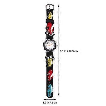 Cartoon 3D Kids Watch Waterproof Watch Car Pattern Wristwatch compatible with Kids Children (Black)