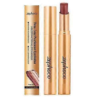 Zephoco's Three-Color Eyeshadow Stick (Rose Pearl Color) Is Dazzling And Color-Enhancing, Offering A Variety Of Eye Makeup Styles. It's Easy To Apply 