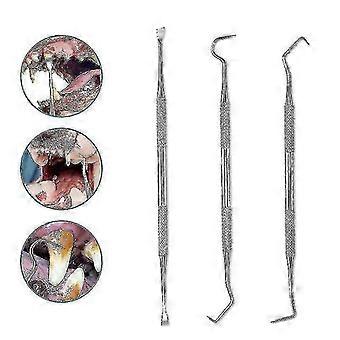 Professional Dental Tools, Dog Teeth Scaler And Scraper Stainless Steel Tartar Remover, 3 Pack Stainless Steel Dog Teeth Cleaning Tools
