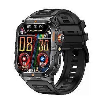 Militair smartwatch met LED-zaklamp voor mannen, hartslagmeter, Bluetooth-belfunctie, waterdicht, outdoor GPS-sporthorloge.