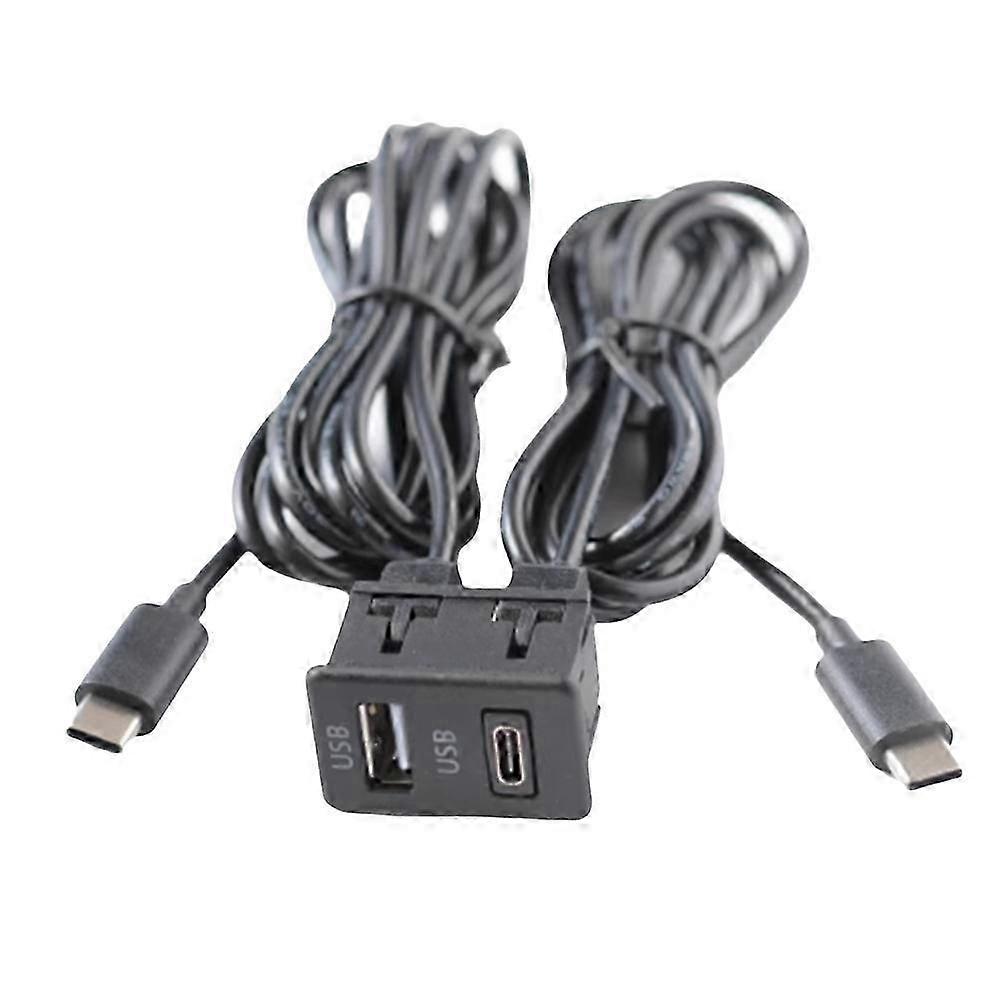 Car Android Navigation Machine Double TYPE-C Input to USB+USB-C Interface Panel Extension Cable Adapter Panel