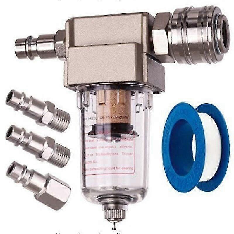 Compressed air filter, water separator, oil separator, quick-connect fitting included