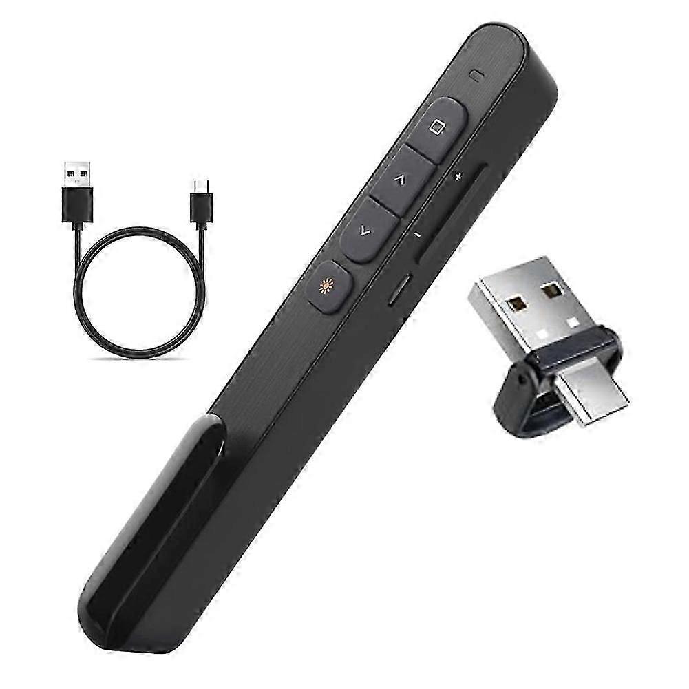 Rechargeable smart presenter with Type-C/USB dual receiver, wireless presentation function, preset PPT slide clickerJNNJV