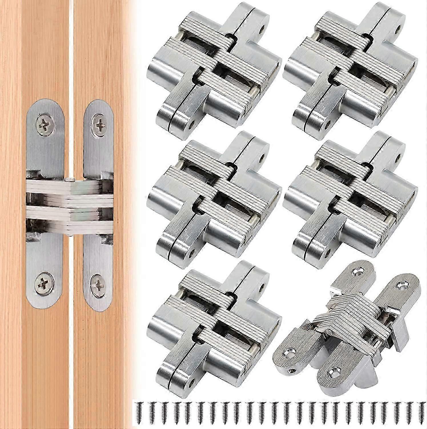 6pcs Folding Hinge Concealed Cross Hinges, Concealed Closing Hinge, Arched Cabinet Hinges