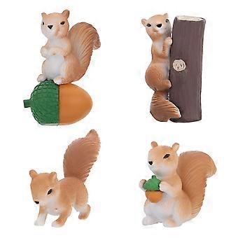 Miniature Squirrel Figurines Squirrel Toy Home Decoration Realistic Appearance Multi-Colored 6x4.5cm 4Pcs