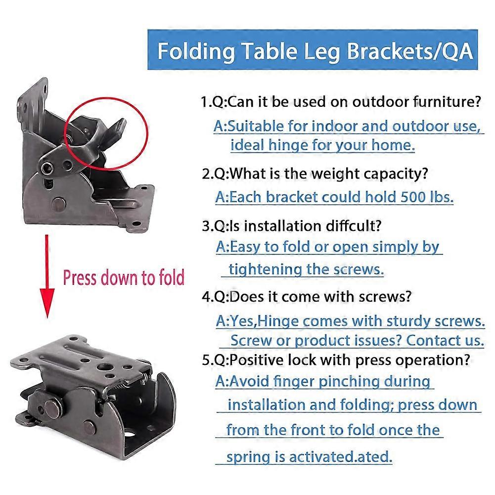 4 Pack Locking Hinge for Folding Table Brackets, Heavy Duty Folding Brackets 90 Degree Self Locking Folding Hinge