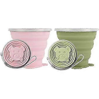2 pieces silicone collapsible outdoor folding cup, camping drinking cup (180ml)