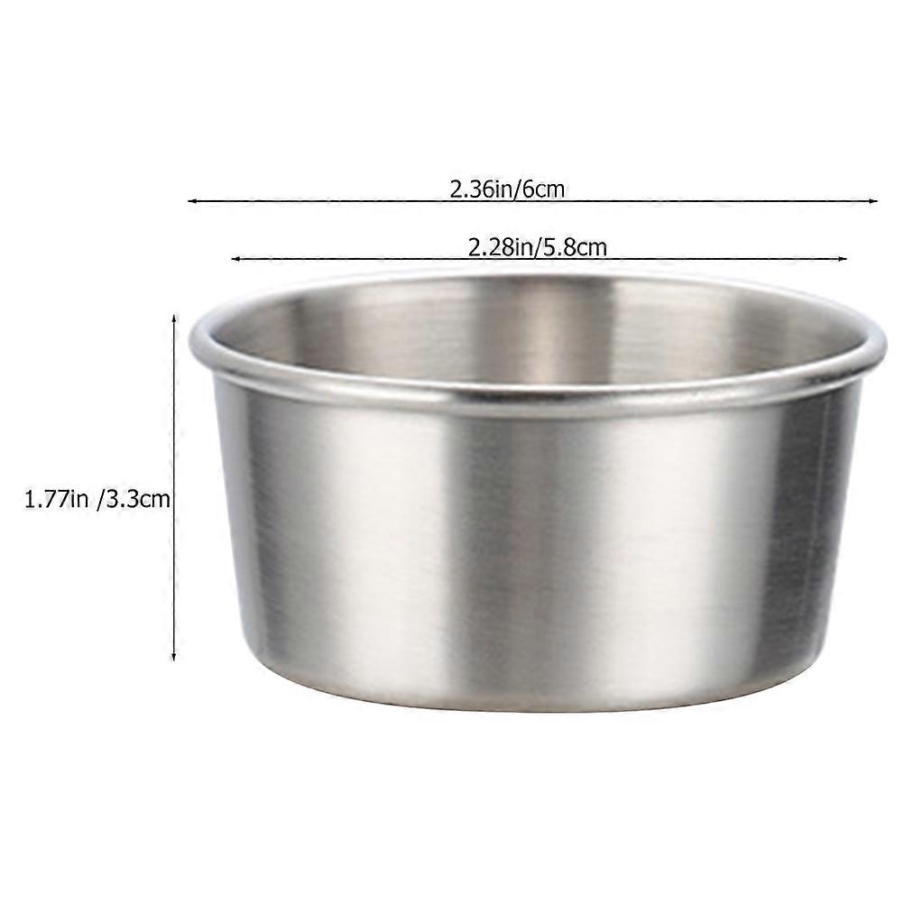 Silver Stainless Steel Sauce Cups for Kitchen Use 4Pcs Multi-Function Dipping Bowls