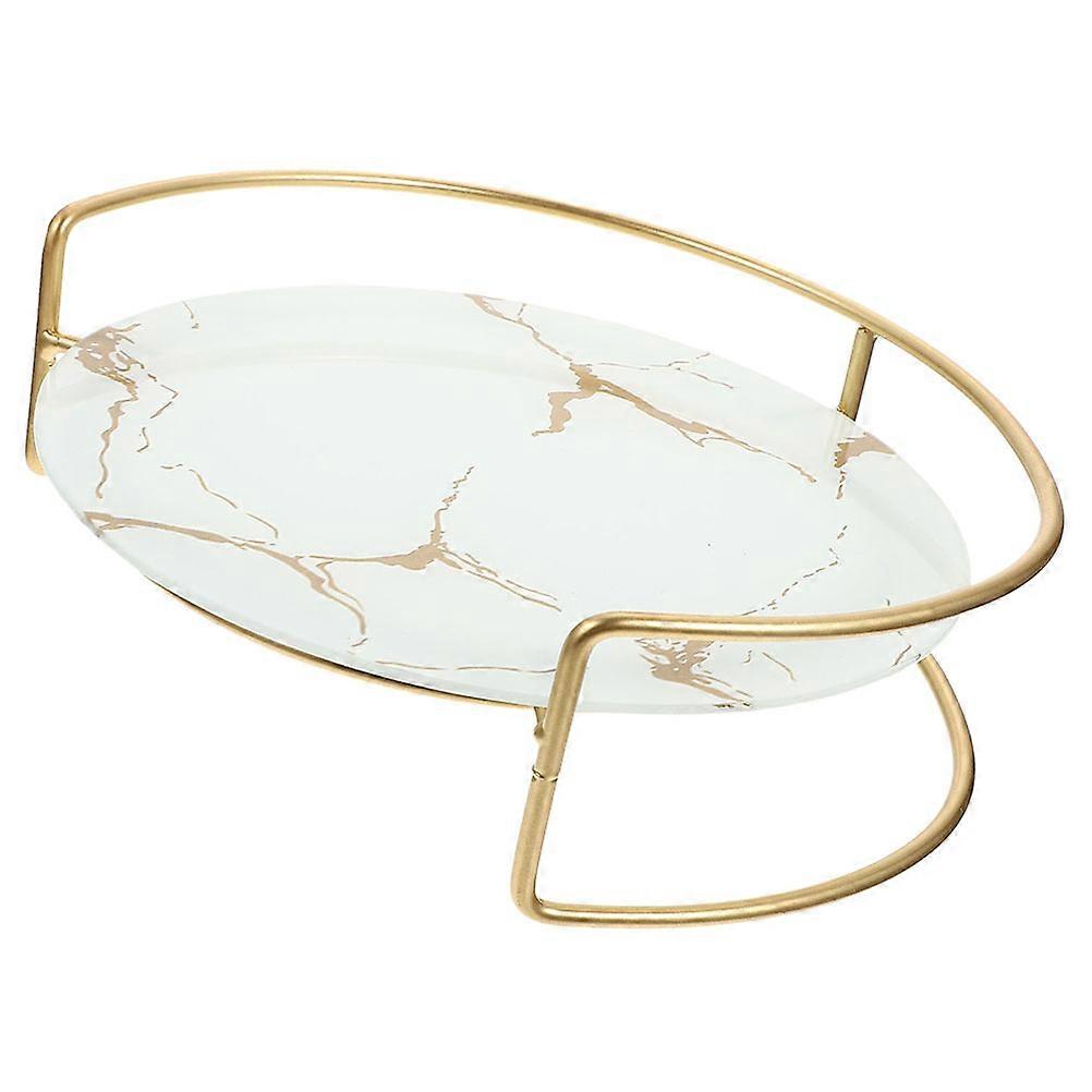 Cosmetics Storage Rack Bathroom Countertop Organizer with Marble Pattern
