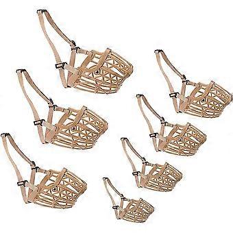 Plastic Basket Muzzle Adjustable Dog Muzzle for Small Medium Large Dogs,Light Khaki,Pack of 7