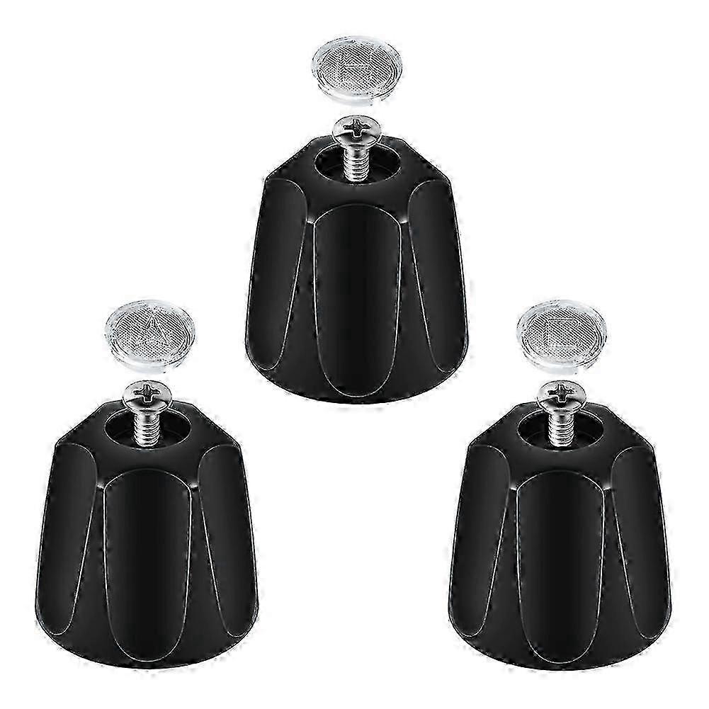 Metal 3-Piece Matte Black Shower Knobs