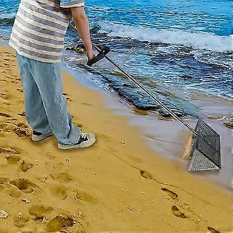 Beach Sand Sifter Rake with Wide Sifting Basket, CorrosionResistant Stainless Steel Beach Cleanup Tool