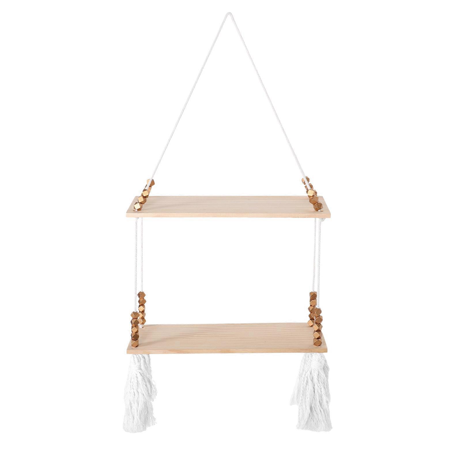 Macrame Boho Shelf Hanging for Storage Wall Floating Shelf for Plants