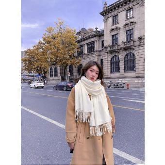 Cashmere scarf women's winter thickened solid color scarf versatile Korean version shawl men's autumn and winter white scarf