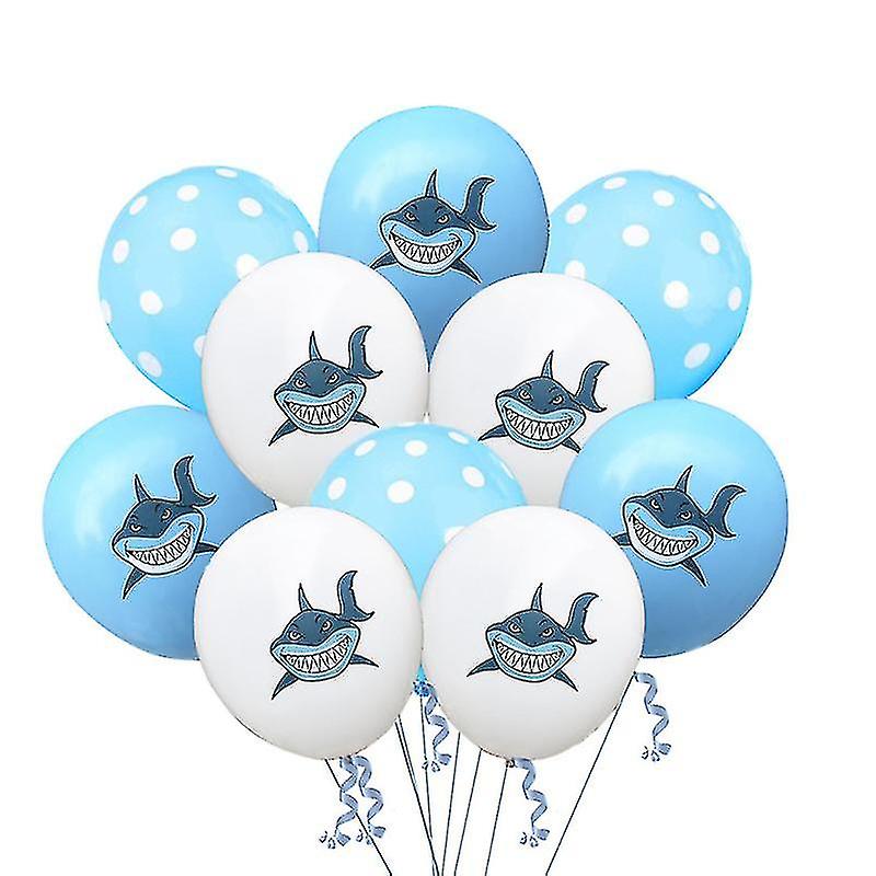 10pcs 12 -inch Printed Latex Balloon Pattern (white+light Blue+light Blue Dot) bd