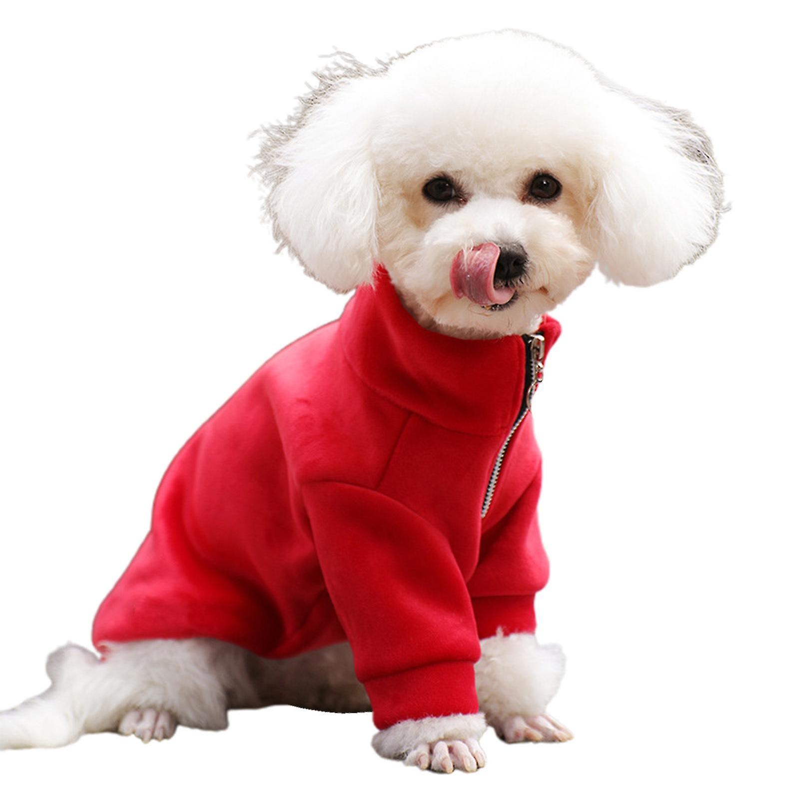 Autumn Winter Solid Color Zipper Closure Warm Two-legged Dog Sweater Pet Clothes Q