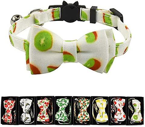 YOITEA Cat Collar Bow Tie with Bell, Breakaway Kitten Collar, Fruit/Plaid/Halloween/Christmas Design, Cool Cat Collar Bowtie with Quick Release Adjust