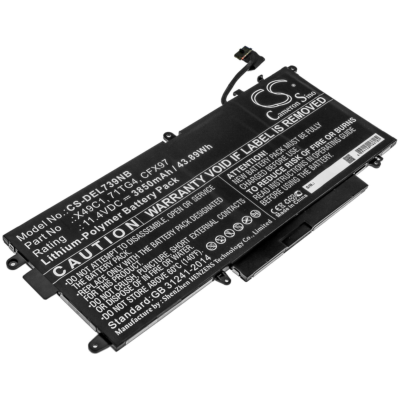 Battery for DELL Latitude 5289 2-in-1 7390 71TG4 CFX97 X49C1 CS-DEL739NB 11.4v