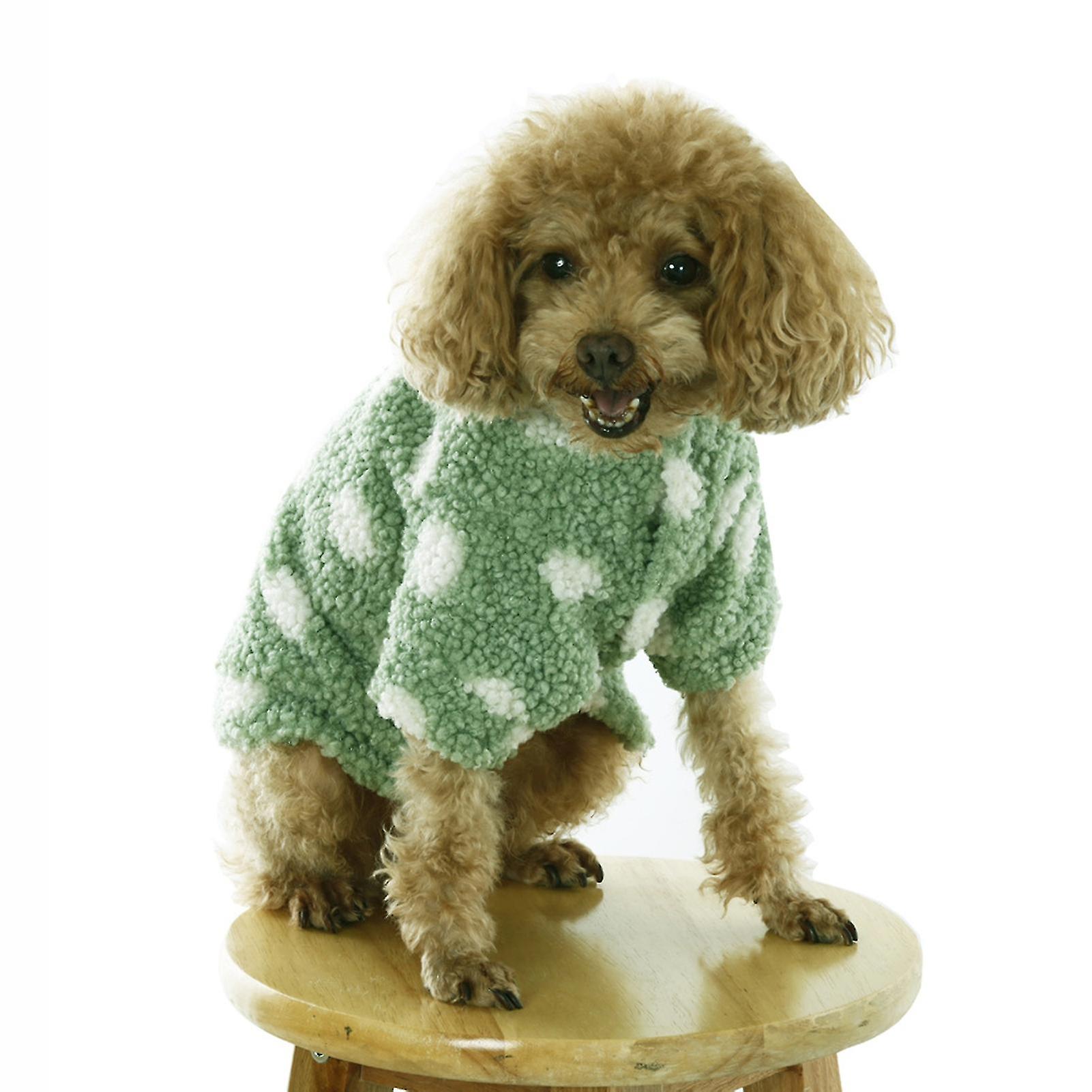 Winter Velvet Dotted Pattern Two-legged Dog Clothes Button Closure Pet Coat Q