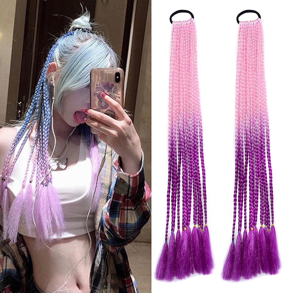 2 PCS FQXBMW Colorful Dreadlocks Ponytail Wigs, Color: 20