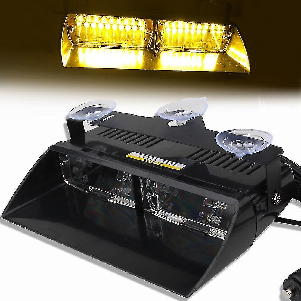 Dc 12v Car Led Flashing Light Police Lights 16led Strobe Warning Light Signal Lamp Yellow Red