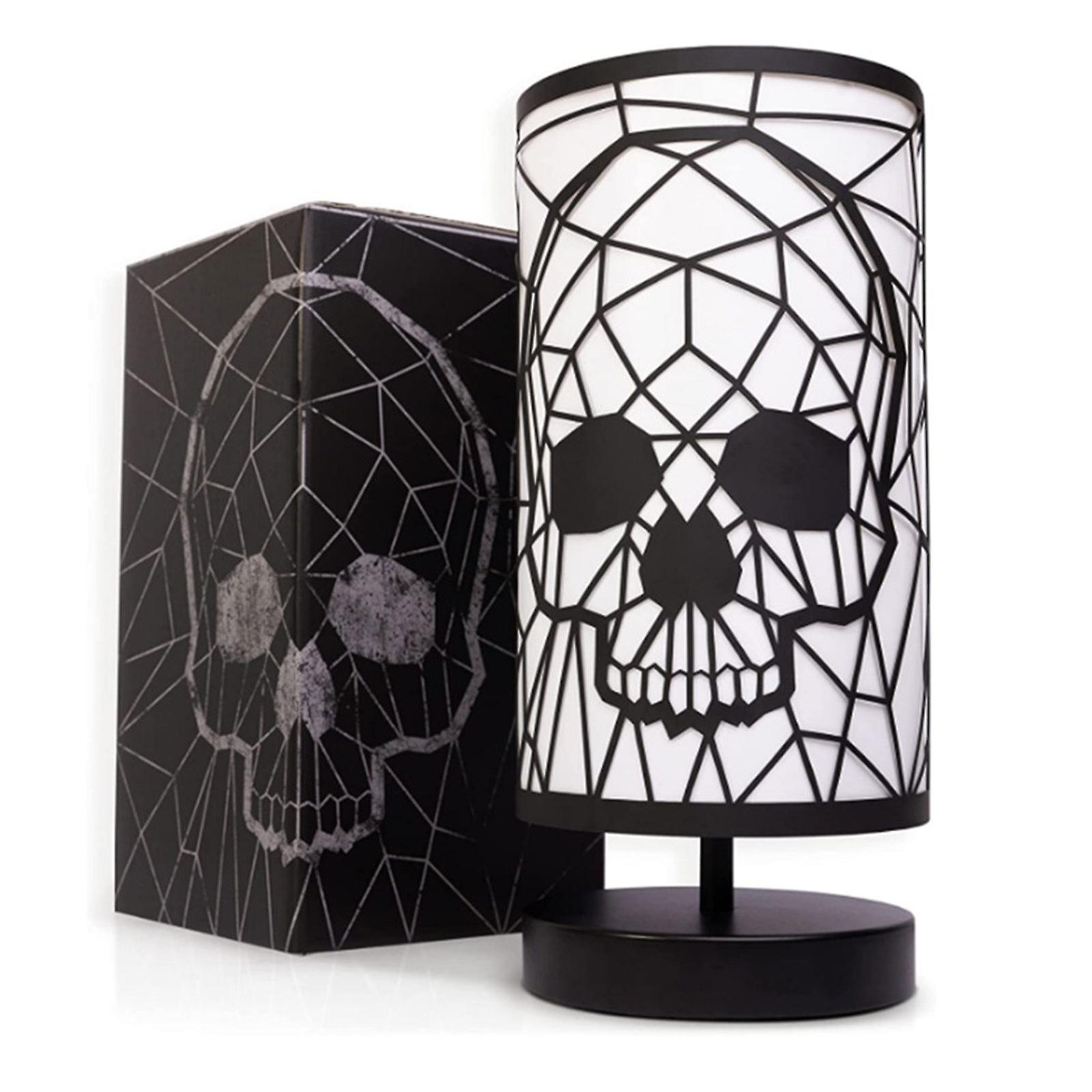 Skull Table Lamp With Plug-in Switch, Black Gothic Nightstand Lamp For Halloween Decor
