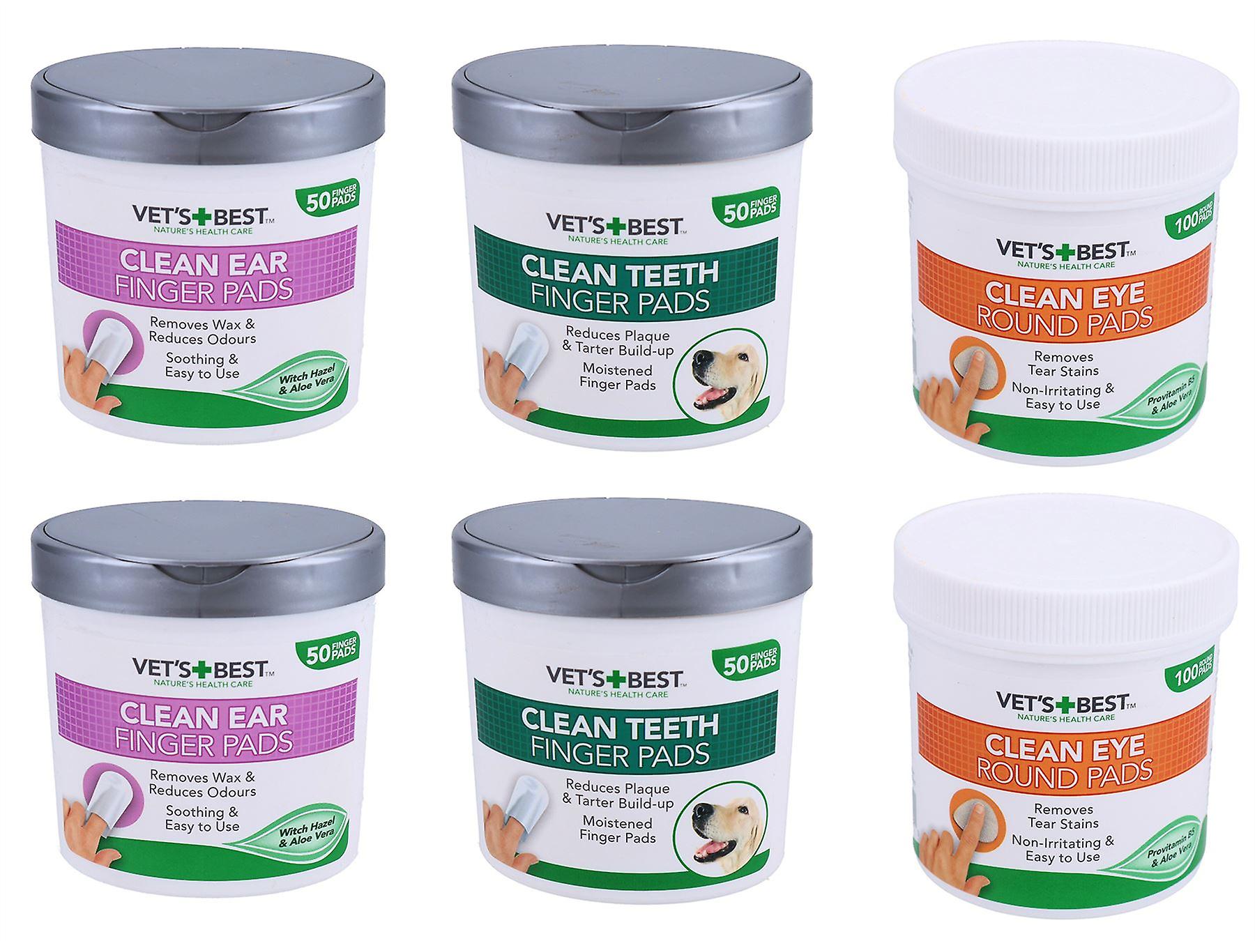 Bundle 2  Pack Dog Puppy Teeth & Ear Cleaning Finger Pads  & Eye Wipes