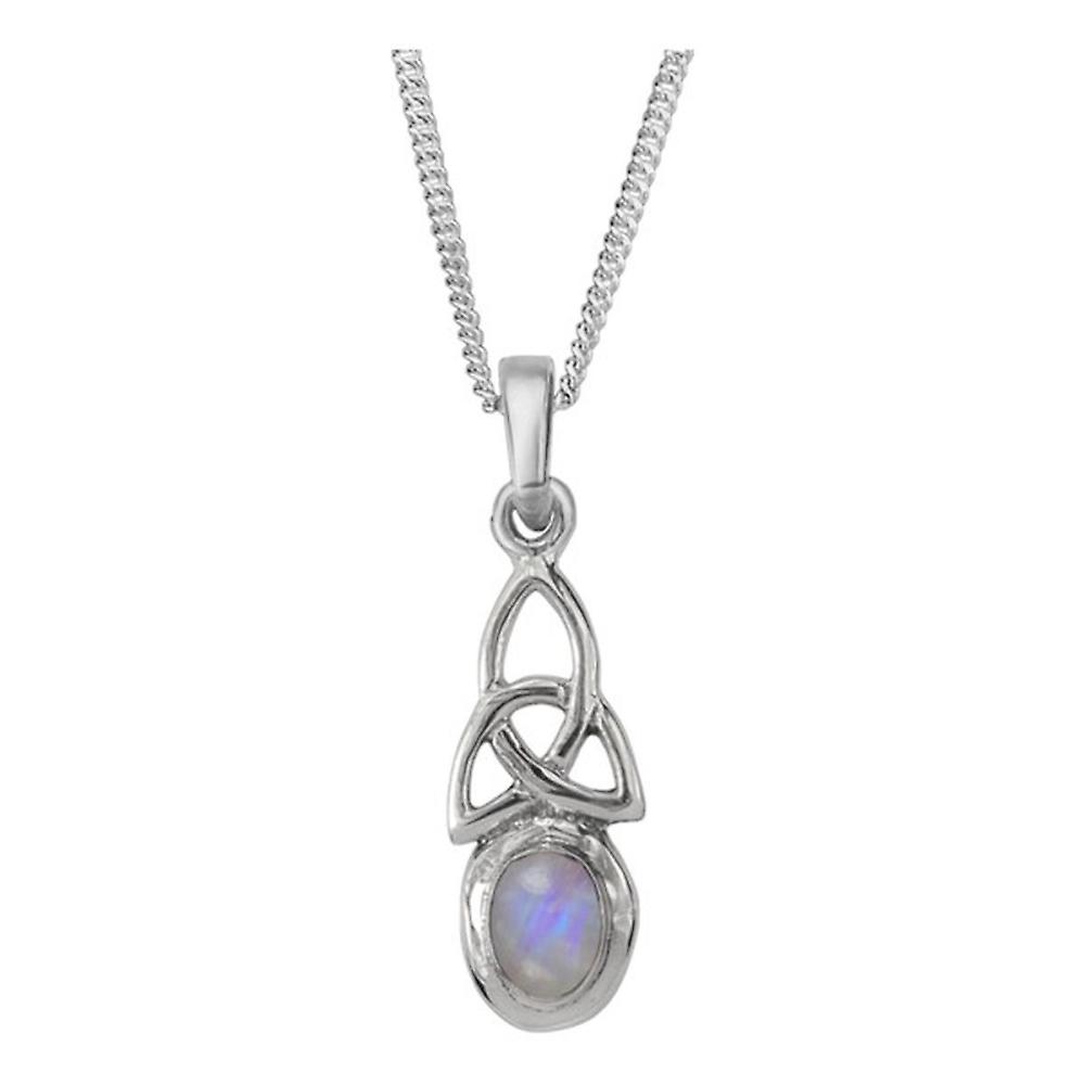 Celtic Holy Trinity Knot Birthstone Necklace Pendant June - Moonstone Stone - Includes 16"Chain