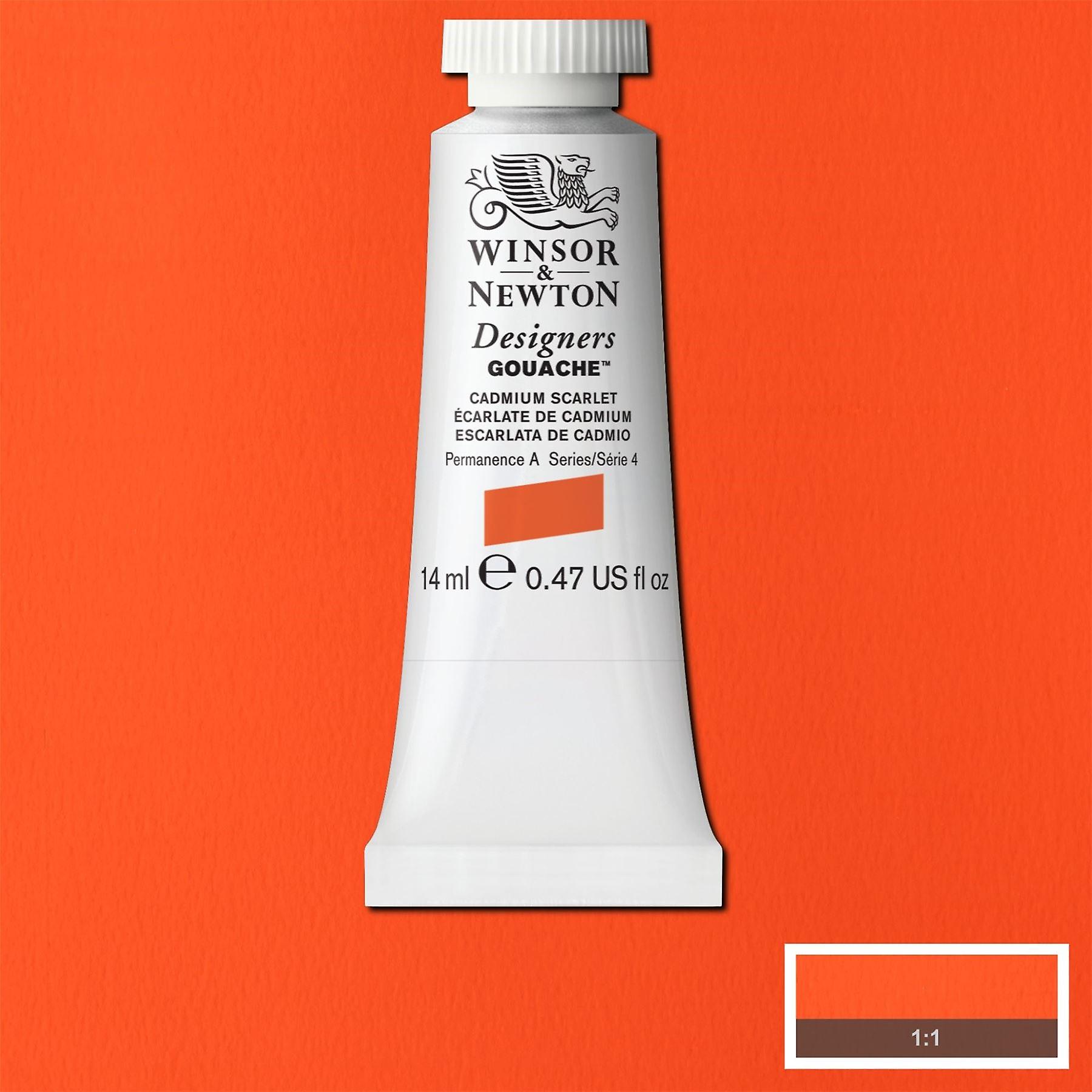 Winsor and Newton Designers Gouache Tube - Cadmium Scarlet - 14ml