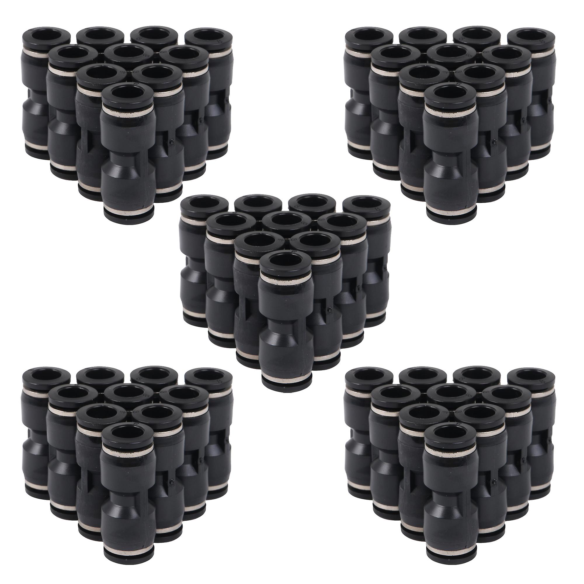50 x Black 8mm Air Pneumatic Connector Straight Union Quick Connector Jointer