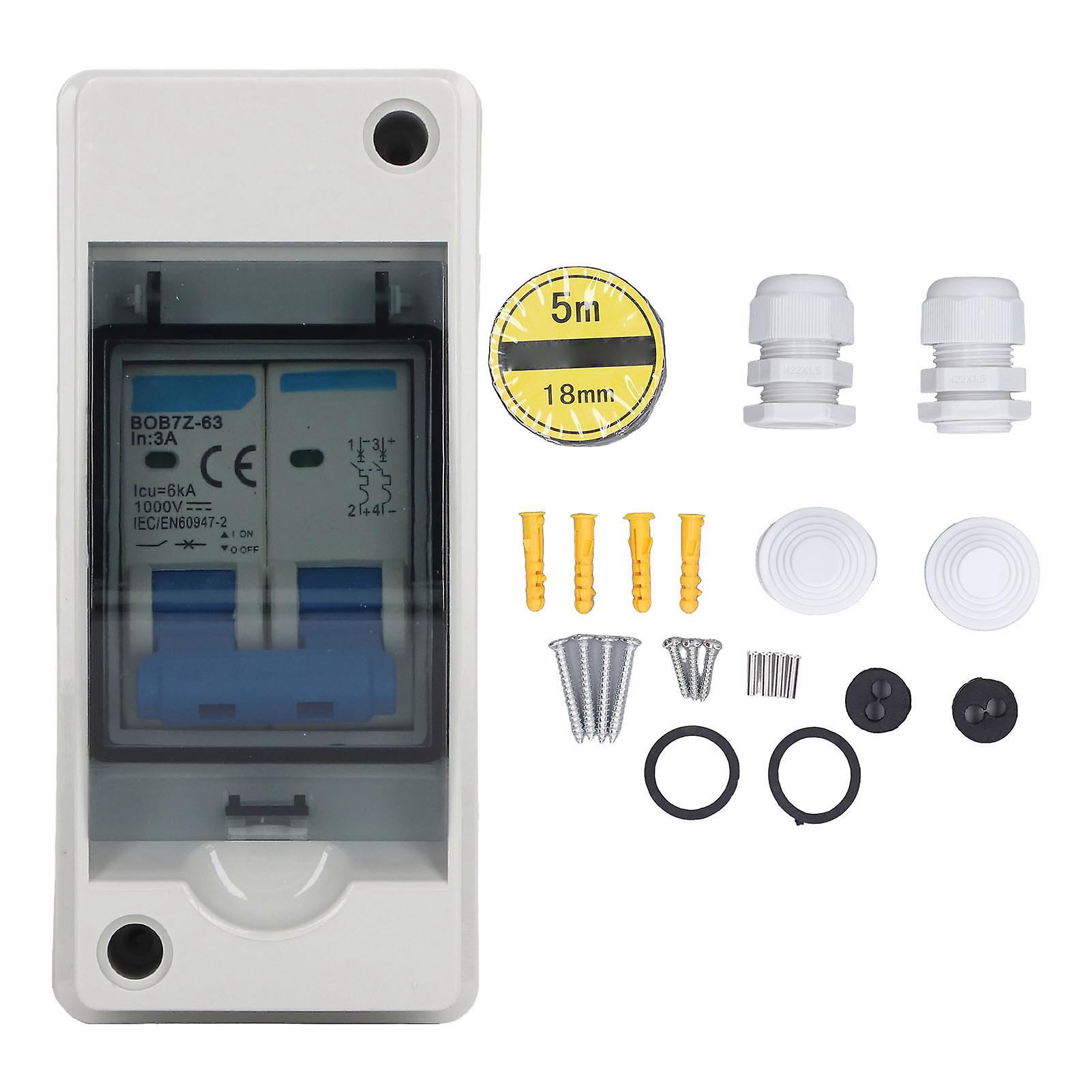 DC Disconnect Switch 3A 1000V Miniature Circuit Breaker IP65 Waterproof Distribution Box for Solar Panel PV System