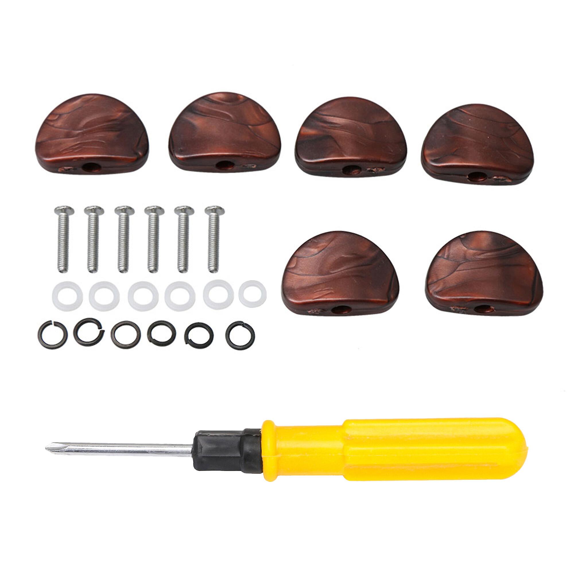 6PCS Red Pearl Guitar Tuner Machine Head Replacement Button 5mm Hole Dia