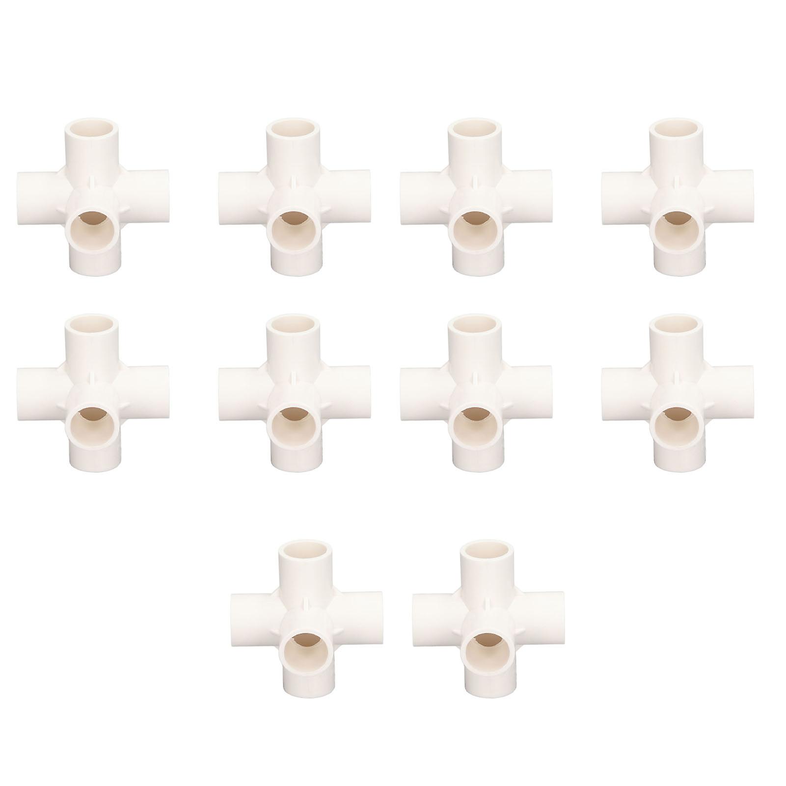 10pcs 20mm PVC Pipe Fittings 5 Way Right Angle 3 Size Furniture Connector White