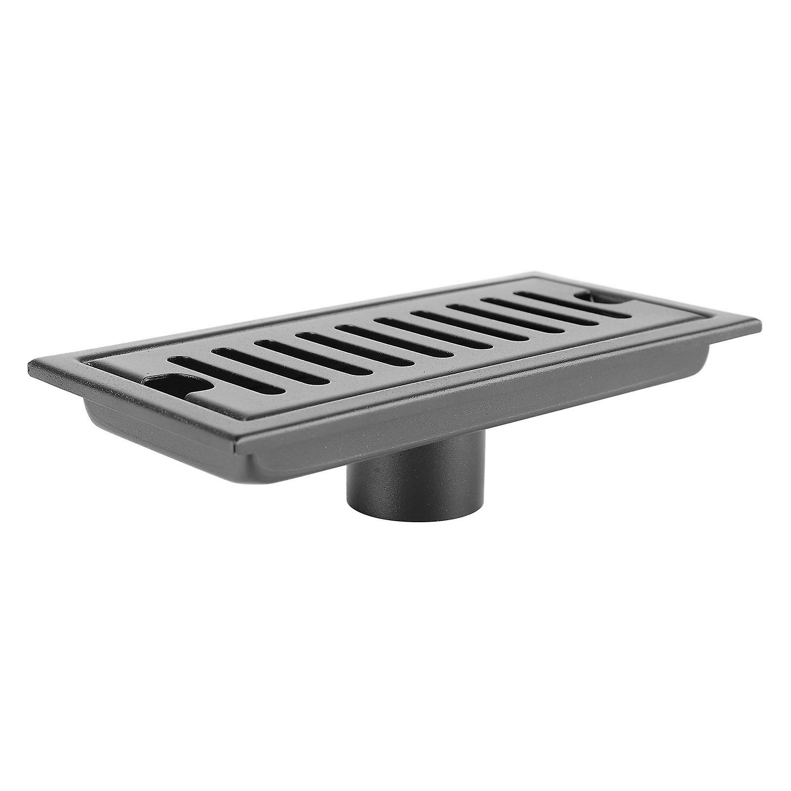 Rectangular Floor Drain with Capsule Pattern Grate Removable Stainless Steel Shower Linear Black Drain for Bathroom 