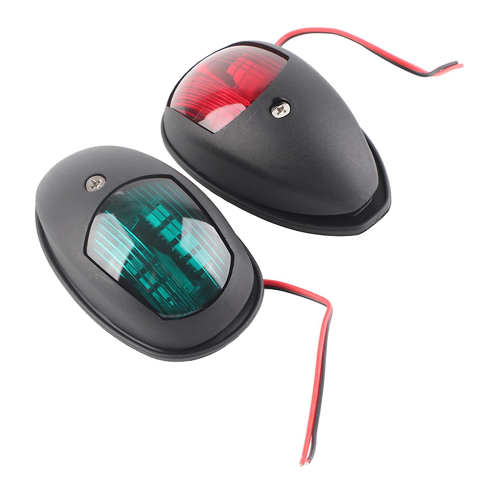 Marine LED Navigation Lights Red Green Pair Boat Signal Indicators Durable Waterproof Housing Easy Installation Suitable for Yacht