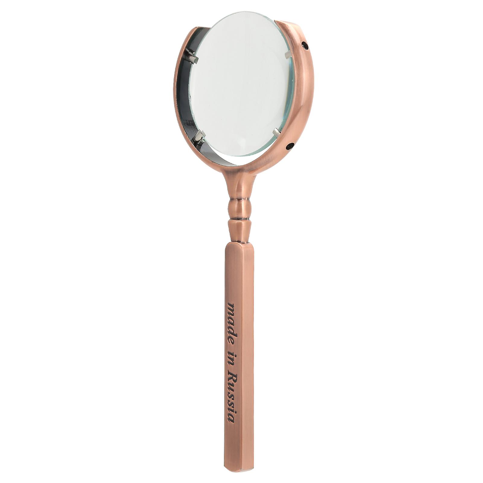 Portable Handheld Magnifier X8 Magnifying Glass 60mm Lens Dia Bronze for Reading