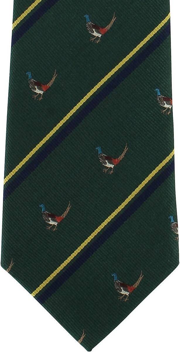 Michelsons of London Pheasant Silk Tie - Green