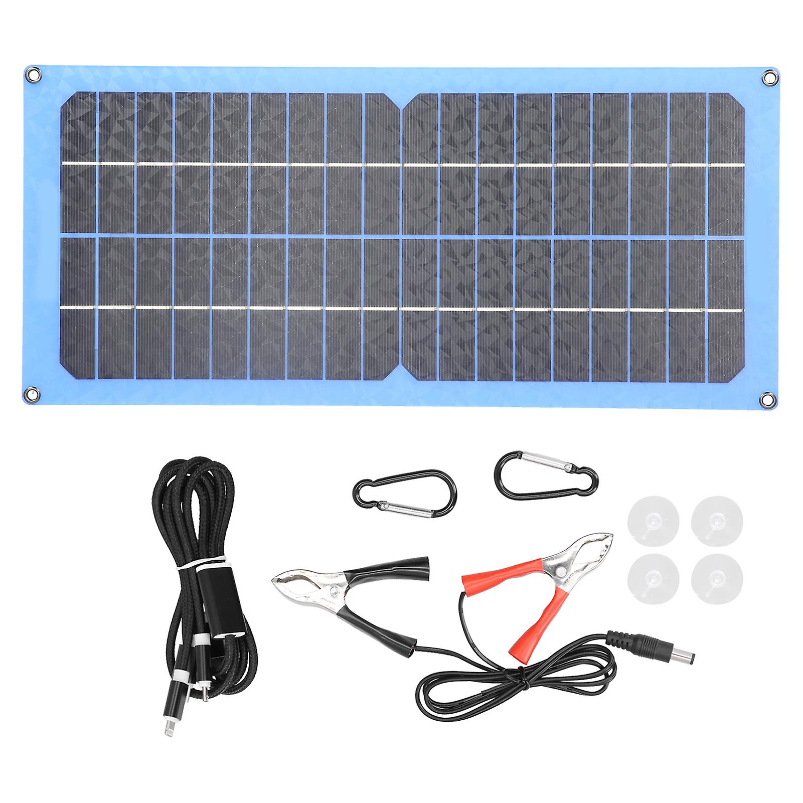 Solar Panel Photovoltaic Flexible Solar Panel Kit Photovoltaic Module Portable Charger for RV Camping Hiking Battery Maintenance 15W 18V