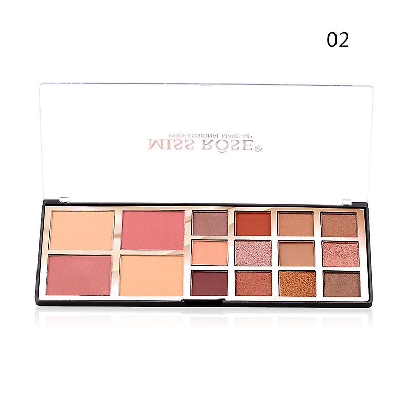 12 Colors Eyeshadow Palette with 2 Blush 2 Pressed Powder Cosmetics Kit
