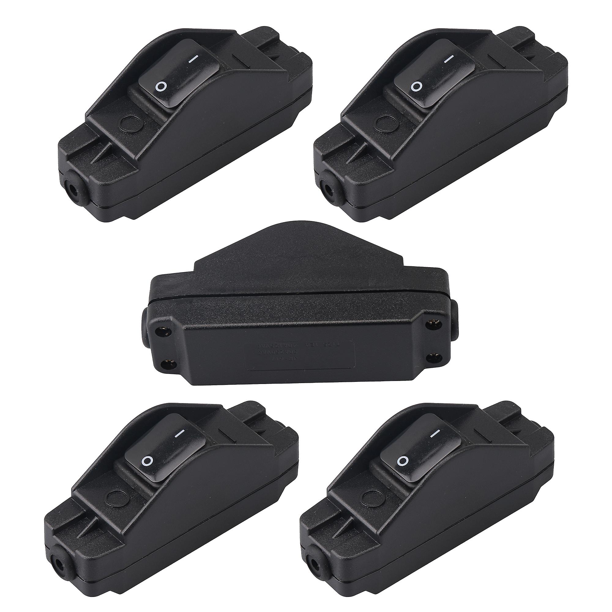 5Pcs Inline Cord On Off Lighting Switch 30A 12V-380V with Push Button