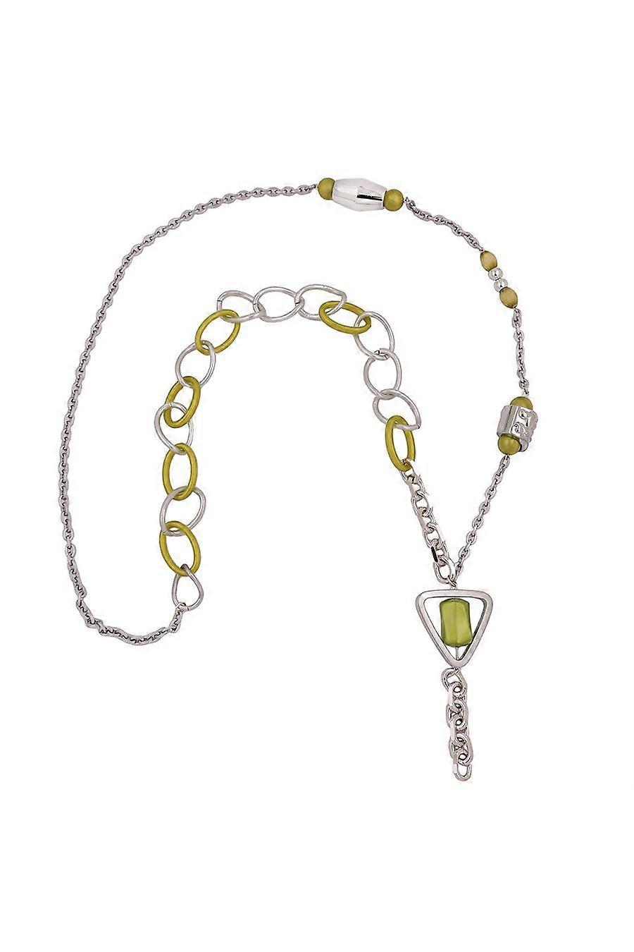 Necklace Green Beads Chain Links - Gl01146