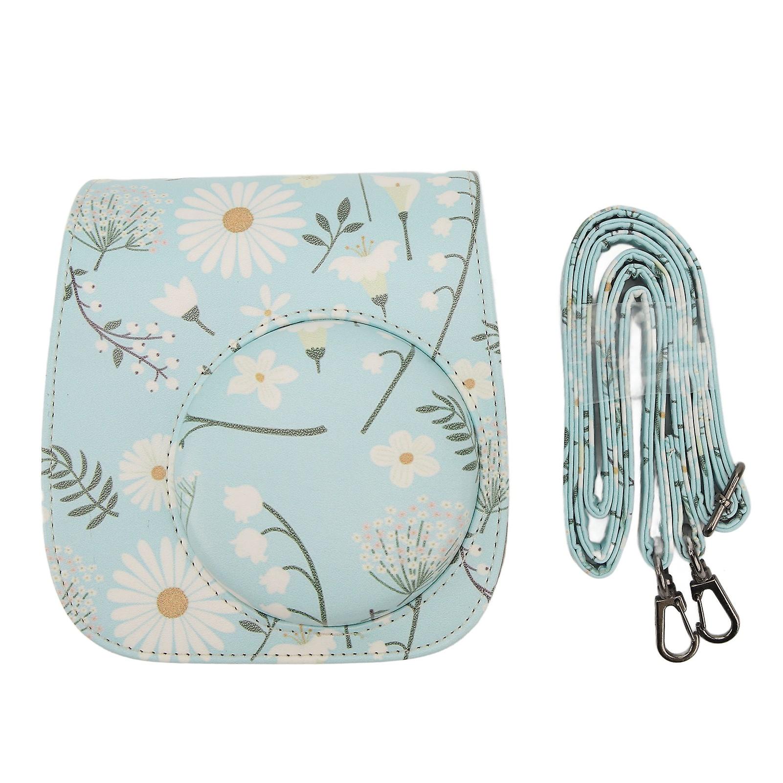 Instant Camera Case, Mini PU Leather Protective Bag with Adjustable Shoulder Strap for Mini 11 & 12 Chrysanthemum