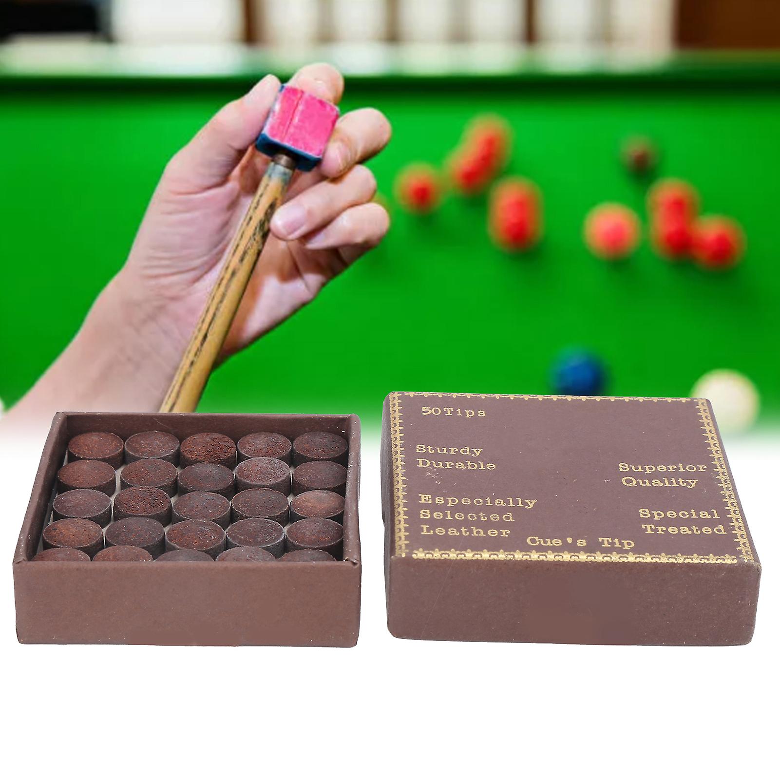 50pcs 10mm Maroon Red Leather Snooker Cue Tips Kit