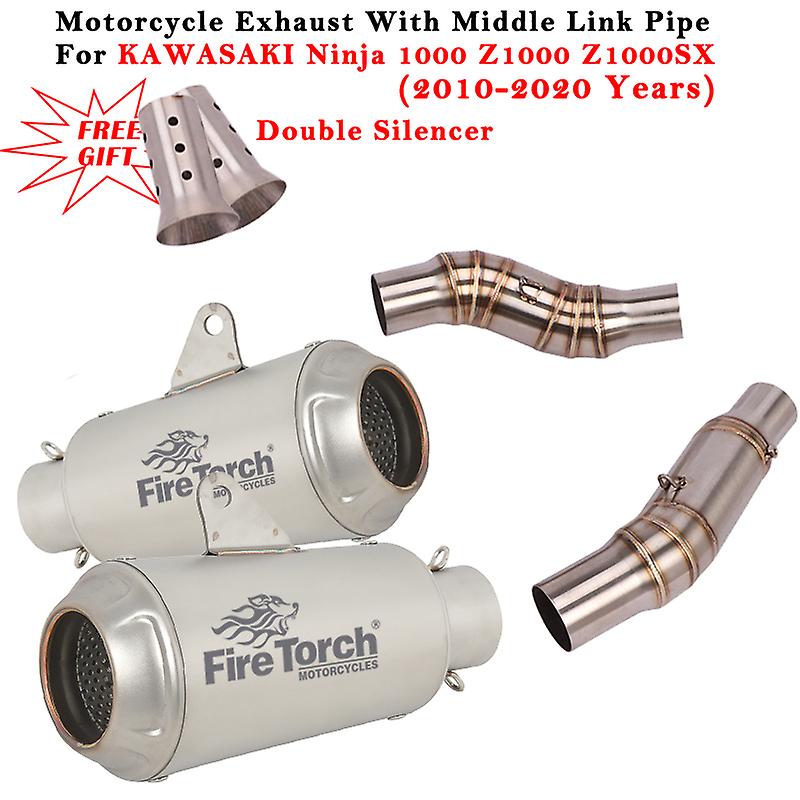 Motorrad Auspuff Escape System Modifizierten Doppel Schalldämpfer Mittleren Link Rohr DB Mörder Für Ninja 1000 Z1000 Z1000SX 2010 - 2020