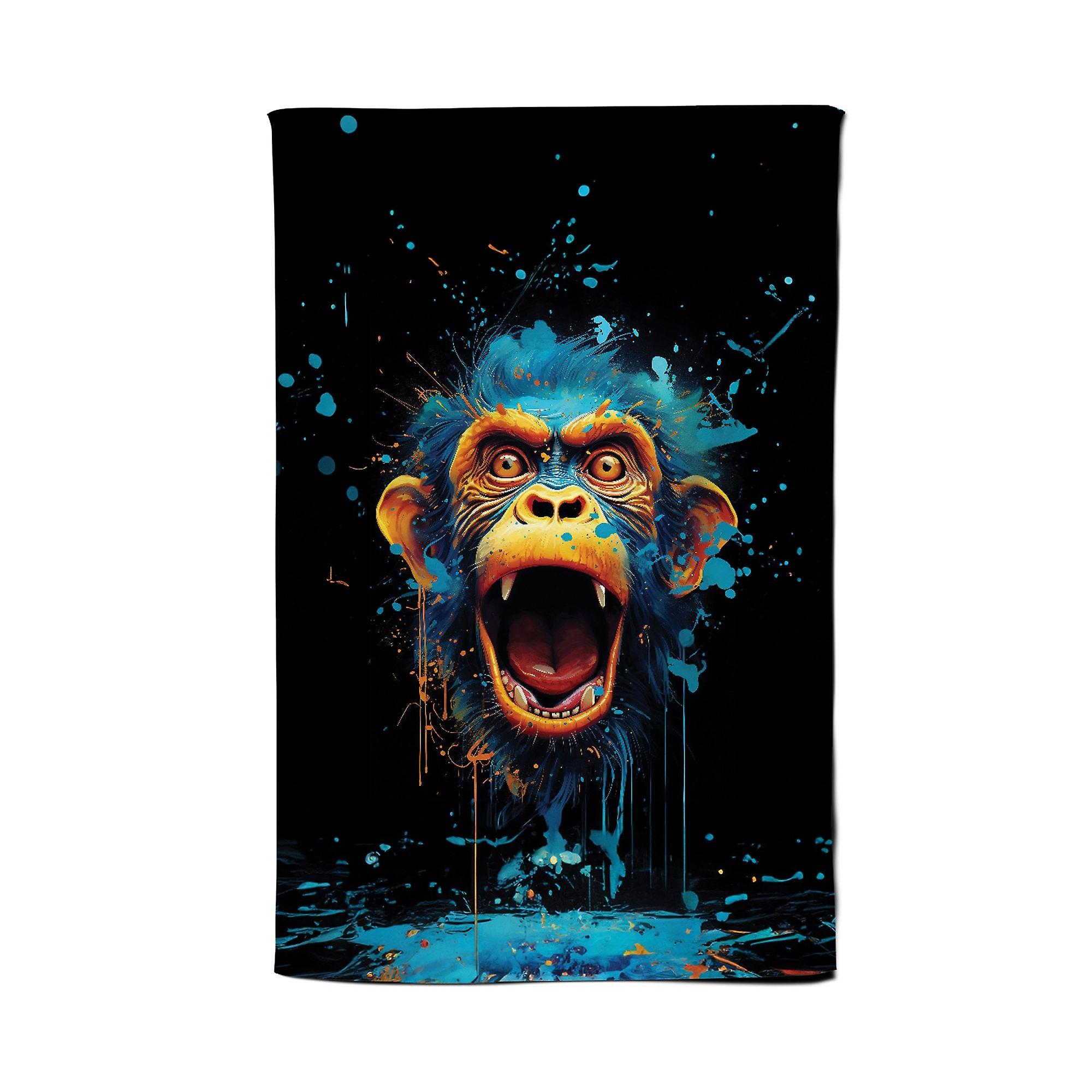 Crazy Monkey Face Splashart Tea Towel