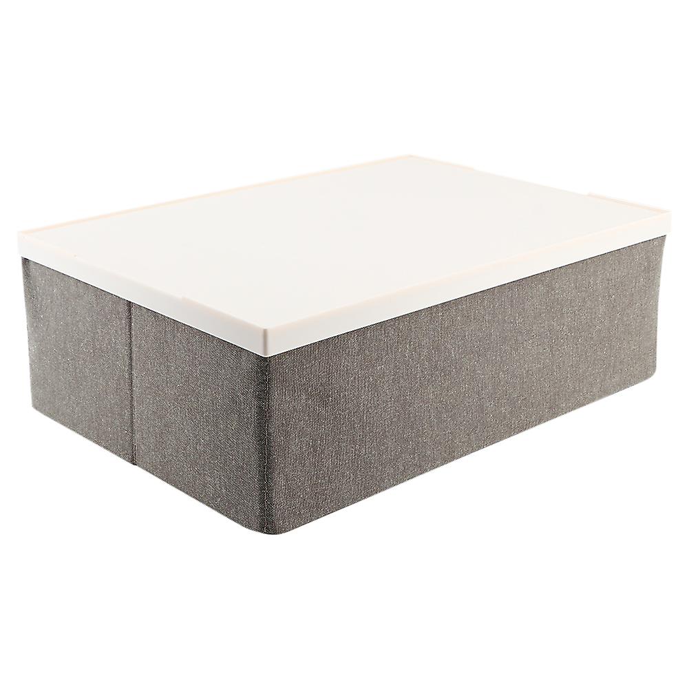 Foldable storage container with lid, closet organizer (khaki)