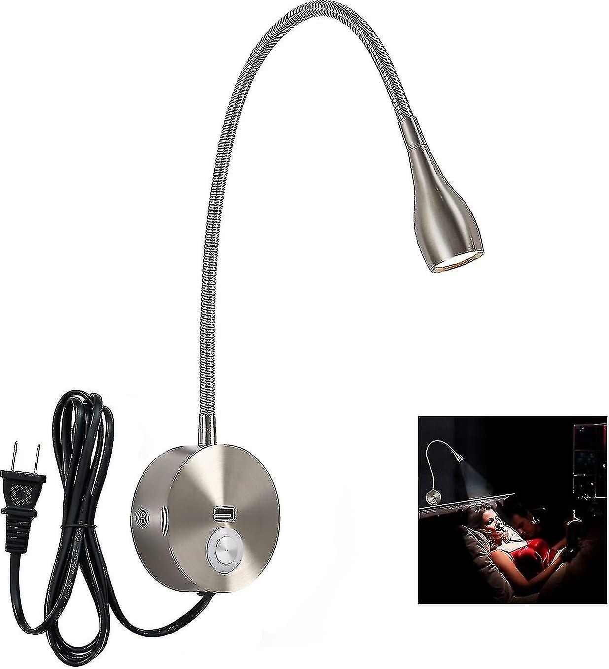 Dimmable Bedside Reading Light, Minimalist Led Bed Reading Lamp Headboard Wall Mount Sconce With Usb