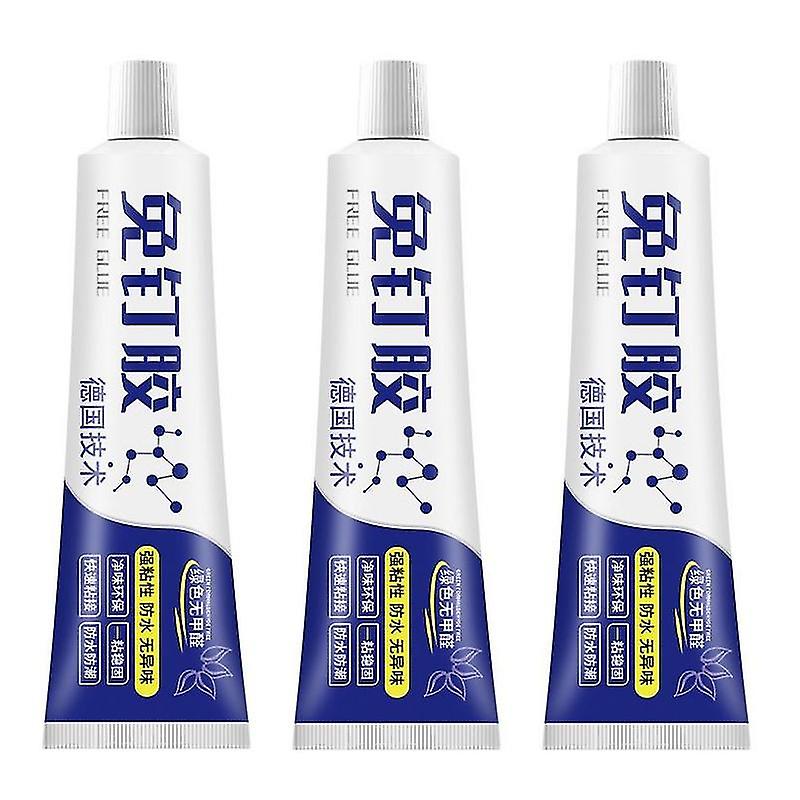 3Pcs 60ml Nail Free Strong Glue Adhesive Waterproof Mold Proof All-purpose Glue Quick Drying Glue Fix Glue Nail for Glass Metal Tile